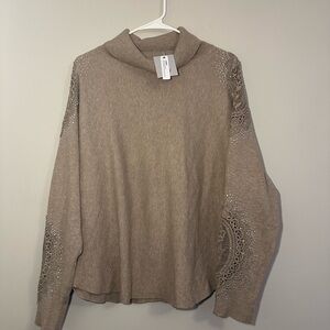 Liv Milano Mocha Sweater with Lace Details Womens X-LARGE